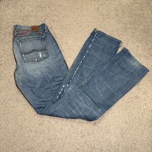 Lucky Brand Y2K Lucky Legend Peace‎ Sign Wings Embellished Zoe Women Jeans 30x30